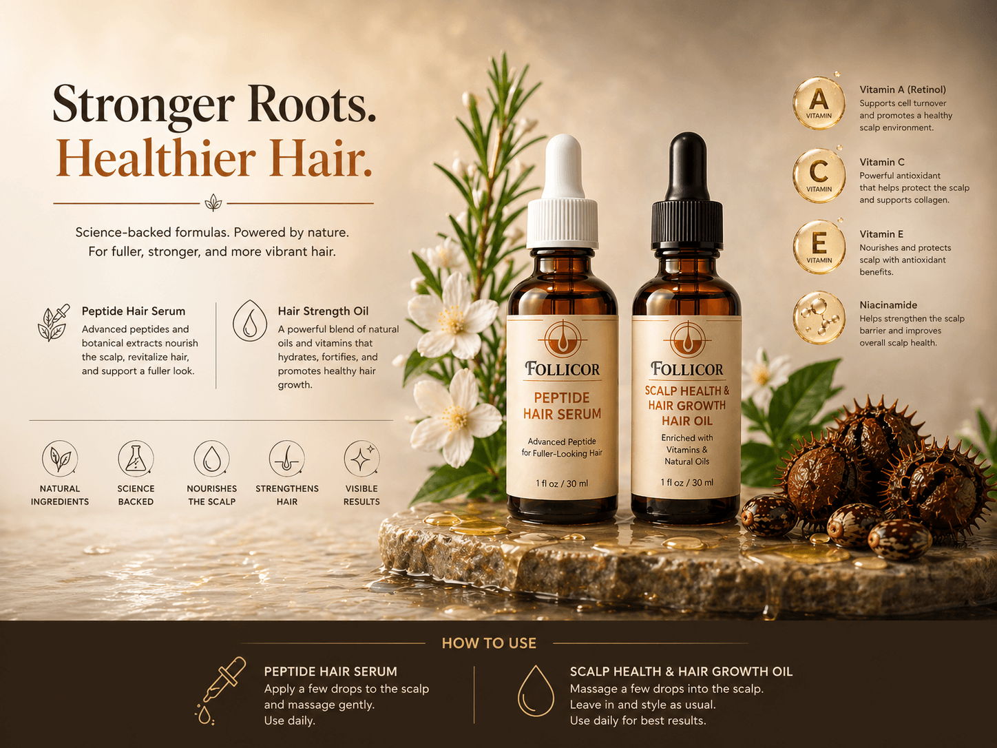 Follicor formulas — vitamins and botanicals